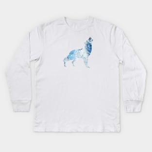 Howling Wolf Ocean Waves - Nature Design T-Shirt Kids Long Sleeve T-Shirt